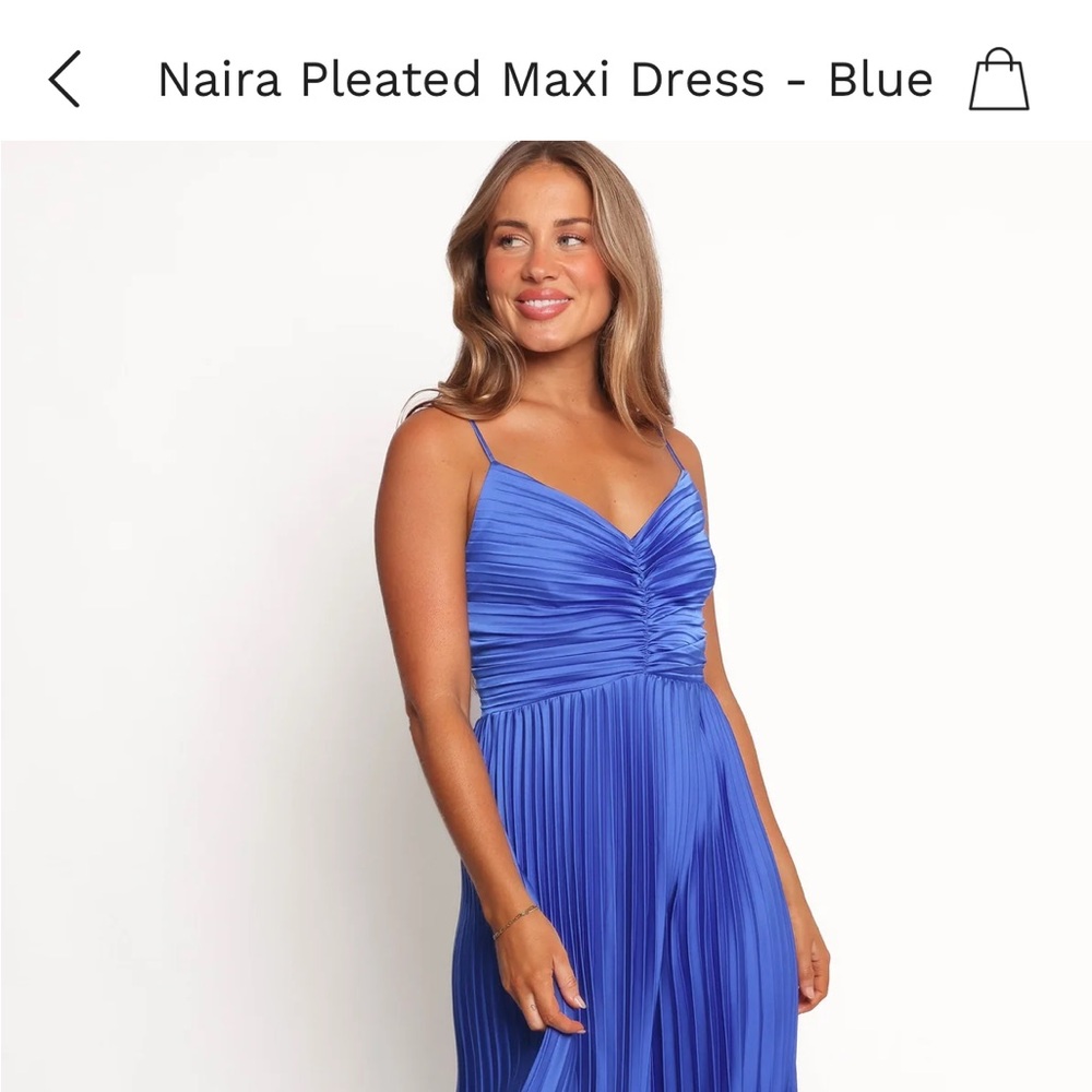NAIRA PLEATED MAXI DRESS - BLUE